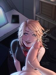 1boy 1boy1girl 1girl 1girl1boy 1girls amanda_holliday balls big_penis blonde_hair bottomless cum cum_on_face cumming destiny_(game) destiny_2 ejaculation half-closed_eyes karnenka light-skinned_female light-skinned_male light_skin long_hair looking_away naked open_mouth penis penis_slap penis_slapping_face pov scarf text