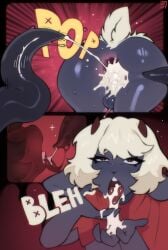cakeofclouds comic cult_of_the_lamb cum cum_in_ass cum_in_mouth cum_inside femboy furry lamb_(cult_of_the_lamb)