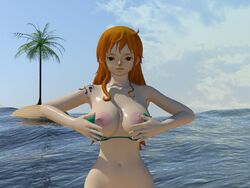 3d beach female female_only long_hair nami novacorporation one_piece post-timeskip tagme