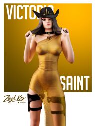1girls areola areolae breasts clothed clothing dress dress_only epic_games female female_focus female_only fortnite fortnite:_battle_royale grey_hair hat headwear hi_res high_quality high_resolution highres long_hair looking_at_viewer medium_breasts nipples nipples_visible_through_clothing no_bra no_bra_under_clothes no_panties no_panties_under_dress one_eye_closed petite petite_body petite_female pinup pinup_pose pose posing pussy pussy_lips pussy_peek simple_background slim_waist solo solo_focus standing vagina victoria_saint watermark wink winking winking_at_viewer zaidcos zayd_koz