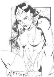 1girls 2010 big_breasts breasts cameltoe carol_ferris dc_comics female green_lantern_(series) huge_breasts nipples solo star_sapphire_(dc) tagme_(artist) traditional_media_(artwork)