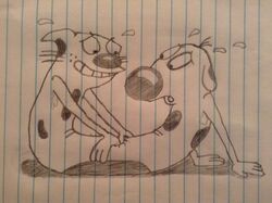 canine catdog catdog_(series) feline male male_only mammal monochrome nickelodeon traditional_media_(artwork)