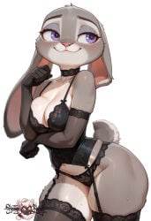1girls ai_generated bunnygirl female female_only judy_hopps lingerie oiled_body oiled_skin stockings wet_skin