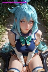 1girls ai_generated aqua pussy skirt solo