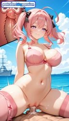 1boy 1girls 2026 ai_assisted ai_generated anime azur_lane beach blue_sky bow bra cloud cock cowgirl_pose cowgirl_position cross-section cum cum_in_pussy dick ejaculation female_genitalia genitals girl_on_top hetero hi_res high_quality high_resolution highres internal_cumshot love_making navel outdoors panties panties_around_one_leg patreon patreon_username penetration penis pink_bikini pink_bra pink_panties pussy saratoga_(azur_lane) sex sexual_intercourse sky skypassion solo_focus stable_diffusion straddling thighhighs uncensored uncensored_pussy uncensored_vagina underwear uterus vaginal watermark woman_on_top