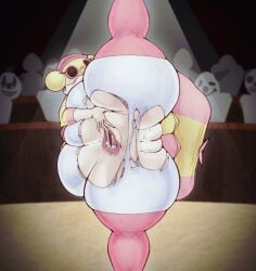 1girl 1girls accidental_exposure anus ass black_eyes blush breasts endacopia hyper_ass hyper_breasts hyper_thighs large_breasts looking_down no_panties one_leg_up pink_sclera pussy skindentation standing steaming_body tagme thick_thighs thighhighs thighs torn_clothes torn_leggings trapezist_(endacopia) upskirt vertical_splits wardrobe_malfunction wavy_mouth yellow_skin