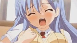 animated animated_gif blue_hair female female_masturbation imouto_paradise!_2 masturbation nanase_ririna nude orgasm pussy pussy_juice rubbing schoolgirl screencap screenshot solo teen