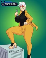 busty female female_only high_heels huge_ass huge_breasts jay-marvel milf mother my_life_as_a_teenage_robot nora_wakeman smooth_skin thick thick_thighs voluptuous white_hair wide_hips