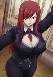 1girl 1girls ai_generated anime breasts curvy curvy_female curvy_figure erza_scarlet eyes fairy_tail female female_only fit hair nsfw stickyai tits voluptuous