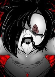 black_hair breasts drooling_tongue female female_only i_can't_sleep mouth_open newdawn130 newworld9 nia nipple_piercing nipples nude tongue tongue_out vagina