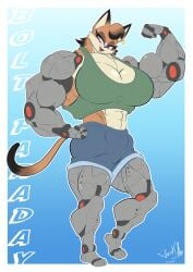 abs biceps breasts feline female jack_hoo_(artist) muscles muscular muscular_arms muscular_female muscular_legs muscular_thighs pecs tail