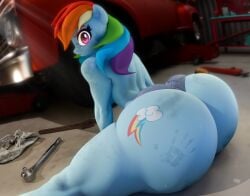 1girls 3d anthro ass big_ass blonde_hair booty_shorts bottom_heavy bubble_ass bubble_butt daisy_dukes equine fat_ass female female_only friendship_is_magic furry hand_print hand_print_on_ass hay huge_ass large_ass looking_at_viewer looking_back massive_ass my_little_pony png rainbow_dash_(mlp) shorts sitting sitting_on_floor snuddy tail thick_ass thick_thighs tools topless wide_hips