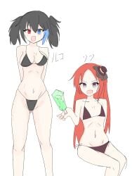 1boy 1other big_breasts bikini busty large_breasts namine_ritsu ruko_yokune utau utauloid
