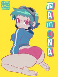 1girls ass_focus baconfetish'ntomato butt female female_only kneeling on_knees ramona_flowers scott_pilgrim simple_background