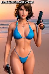 1girls adult adult_female ai_generated beach big_breasts bikini blue_bikini blue_eye bob_hair breasts brown_hair brown_hair_female elsacorinthiana exposed_midriff exposed_shoulders exposed_torso female female_only final_fantasy final_fantasy_x-2 green_eyes heat horny horny_face horny_female hourglass_figure looking_at_viewer medium_breasts midriff navel nipples outdoor_nudity outdoors patreon patreon_link patreon_url pistol pistol_in_hand pistol_on_hand pussy realistic sea_background sfw short_hair shoulders skin solo standing sunny_beach sunset thong thong_bikini uncensored white-skinned_female white_skin yuna