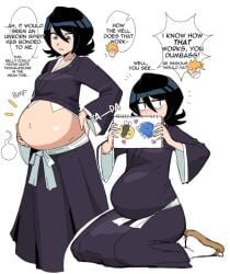 belly bleach dr-worm ichigo_kurosaki kuchiki_rukia lewdlemage plain_background pregnant pregnant_belly pregnant_female