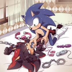 7624cq anal anthro bed blue_fur bondage bound chains cuffs dildo furry gay gay_domination hedgehog male maledom malesub mammal multiple_boys oral shadow_the_hedgehog sonadow sonic_(series) sonic_the_hedgehog vibrator wrist_cuffs