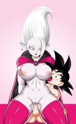 1boy 1girls ai_generated ass_focus big_ass big_breasts dr._arinsu dragon dragon_ball dragon_ball_daima dragon_ball_super dragon_ball_z female_focus goku large_breasts male/female missionary_position nude riding son_goku son_goku_(young) straight sucking_penis vaginal_penetration