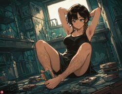 ai_generated armpits beautfiul_background cassette cluttered_room dr._slump drenched_in_rain empty_room footjob hairy_armpits kind_smile laboratory large_breasts stunning_backgroud