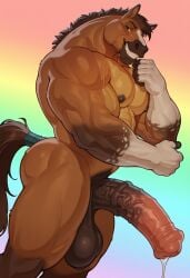 ai_generated big_ass big_balls big_penis equine equine_penis furry gay horse horsecock muscle yaoi