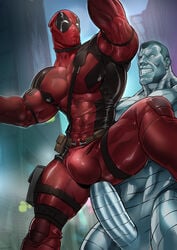 2016 2boys anal bara colossus deadpool gumroad hood human luxuris male male_only marvel mask multiple_boys muscle muscles outside patreon pecs penis public spandex wade_wilson x-men yaoi