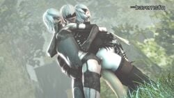 1boy 2girls 3d animated ass bayernsfm blindfold breasts buttjob cleavage erection female frottage male nier nier:_automata no_sound penis shorter_than_10_seconds source_filmmaker straight threesome video yorha_2b yorha_9s yorha_a2