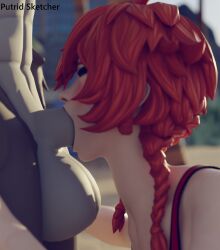 3d 3d_model 3d_render animal_genitalia anthro blush canid canine canis digital_media_(artwork) duo epic_games fellatio female fortnite genitals hair hi_res human humanoid interspecies licking lipstick makeup male male/female mammal nix_scarlet_(fortnite) oral penile putrid_sketcher red_hair sex sheath sheath_cleaning sheath_lick sheath_play sheath_suck wendell_(fortnite) wolf