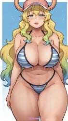 ai_loverhoney bikini hat lucoa quetzalcoatl_(dragon_maid)