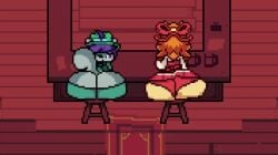 2girls animated ass_bigger_than_head big_ass booty_shorts ceroba_(undertale_yellow) ceroba_ketsukane fart farting_at_viewer furry furry_ass furry_female mooch_(undertale_yellow) pixel_animation tootsdreams undertale undertale_(series) undertale_yellow video