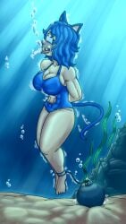 1girls asphyxia asphyxiation drowning female original peril solo swimsuit underwater underwater_peril uwliz water_torture