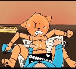 animated anthro canid canine censor_bar censored dog_man dogman duo felid fur furry low_res male male/male male_penetrating male_pov mammal oc orange_fur penetration petey_the_cat pov