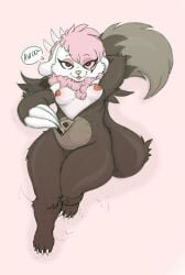 anthro bedroom_eyes bovid breasts caprine chikn_nuggit clothing cofi_(chikn_nuggit) costume dktorzi eye_through_hair female fursuit looking_at_viewer mammal narrowed_eyes nipples seductive sheep simple_background solo speech_bubble translucent translucent_hair undressing zipper