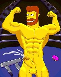 big_penis cumshot evil gay hank_scorpio muscular_male red_hair the_simpsons toonfurart yellow_body