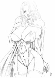 black_and_white breasts cleavage corset ed_benes_studio emma_frost female female_only hellfire_club klin_(artist) large_breasts marvel marvel_comics panties small_panties thong thong_panties white_queen x-men