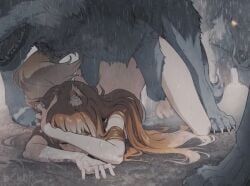 butterchalk from_behind holo rape spice_and_wolf wolf zoophilia