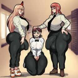 1girls 2futas ai_generated artist_request balls big_ass big_balls big_breasts big_butt big_penis breasts bulge bulge_through_clothing bulge_under_clothes chainsaw_man cock dick dickgirl female futa_with_female futanari higashiyama_kobeni horns huge_ass huge_breasts huge_cock imminent_sex intersex kobeni_higashiyama large_ass large_breasts large_penis light-skinned_futa makima_(chainsaw_man) massive_breasts multiple_futa multiple_penises nervous nipple_bulge nipples penis power_(chainsaw_man) shaking sharp_teeth wobblyjelly_(artist)
