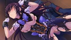 1boy blush bondage bound breasts bukkake censored chained chains clenched_teeth closed_eyes cuffs cum cum_on_body cum_on_breasts cum_on_clothes cum_on_hair doggy_style facial female game_cg genseishinki_sacred_virth gloves large_breasts large_variant_set long_hair magical_girl mosaic_censoring nipples non-web_source official_art pantyhose penis rape restrained sacred_noire sex sex_from_behind solo_focus straight teeth torn_clothes torn_pantyhose vaginal_penetration variant_set white_gloves yuugure_pairo yuuki_setsu