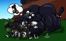 1boy 1girls absurd_res anthro areola ass ball balls biceps big_balls big_breasts big_butt big_penis bodily_fluids bone breasts chain_chomp chains collar digital_media_(artwork) duo edwin_inculous_(character) felid feline felis female fur genital_fluids genitals gigi_(thecoatl034) hair hi_res huge_balls huge_cock humanoid humanoid_genitalia humanoid_penis hyper hyper_balls hyper_genitalia hyper_penis imminent_sex larger_female male male/female mammal mario_(series) mr._ink muscular muscular_anthro muscular_female muscular_male nintendo nipple_piercing nipples nude outside pantherine paws pecs penis piercing sharp_teeth simple_background size_difference smile spiked_collar spikes tail teeth tennis_ball thick_thighs thought_bubble tiger tongue tongue_out