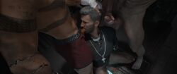 3boys 3d 3d_model 3d_render 3males blowjob boner bottomless cd_projekt_red cgi cock cocks cross cross_necklace cybernetics cyberpunk cyberpunk_2077 dick dicks gay gay_male hairy hard_cock hard_dick hard_on head_grab holding_head kneeling kneeling_down kneeling_male kneeling_on_floor knees male male/male male_only male_penis muscles nudity on_knees penis priest souperman tattoo tattoos threesome underwear v_(cyberpunk_2077)