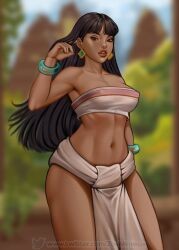 1girls black_hair brown_eyes chel dark-skinned_female dreamworks loincloth long_hair looking_at_viewer the_road_to_el_dorado tubetop voluptuous zoemimieux