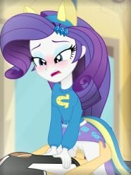1boy 1girls accurate_art_style animated blue_eyes blush clenched_teeth clitoris clothed cowgirl_position curly_hair equestria_girls eyelashes eyeshadow female female_focus female_on_top female_penetrated grey_skin hair_ornament hairband hand_on_thigh hands_on_thighs long_hair long_sleeves male my_little_pony no_panties no_sound penetration penis penis_in_pussy pleasure_face purple_hair pussy pussy_juice randomtriples rarity_(eg) riding sex skirt skirt_lift tagme vaginal_penetration video wet_pussy