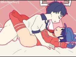 1boy 1girls animated audio balls bed big_breasts black_eyes blowjob blue_hair bouncing_breasts cappie_(miside) caught_in_the_act cum cum_in_mouth cum_inside fangs fellatio female forbiddenchees8 indoors inside jiggling_breasts kissing kissing_while_penetrated longer_than_30_seconds mating_press miside missionary_position moaning no_panties nude on_bed oral orgasm ponytail red_eyes sound straight sucking tagme vaginal_penetration video x-ray