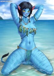 1girls almost_naked almost_nude alternate_version_at_source alternate_version_available arm_behind_head armpit armpit_peek armpits arms_behind_head avatar avatar:_the_way_of_water beach belly blue_sky breasts clouds coast dayby female female_only hairless_armpits hand_behind_head hands_behind_head horizon humanoid kiri_(avatar) large_breasts linea_alba more_at_source mostly_nude na'vi naked naked_female naked_woman nearly_nude nude nude_female nudity ocean open_mouth open_mouth_smile outdoor outdoor_nudity outdoors outside parted_lips posing posing_for_the_viewer posing_naked posing_nude practically_nude presenting_armpit sand sea seaside shaved_armpits sky smile smiley_face smiling smiling_at_viewer smooth_armpits stomach tongue upper_teeth water