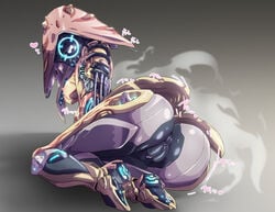 1girls alien anus ass breasts eyeless female grey_background ivara_(warframe) mouthless nipples pochincoff pussy simple_background solo warframe ポチンコフ_(artist)