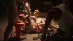 2boys 2male 2males 3d 3d_model 3d_render 4boys 4males betting bro bros bros_being_bros cd_projekt_red cgi cyberpunk cyberpunk_2077 exposed_ass flaccid flaccid_cock flaccid_dick flaccid_penis gang gangster gay gay_male limp_dick limp_penis male male/male male_only muscle muscles naked nudity public_nudity souperman street v_(cyberpunk_2077) wrestling
