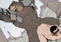 2boys abs ai_generated anal anal_sex anthro ass back back_muscles balls bara bear big_balls big_dom_small_sub big_muscles big_pecs big_penis big_sub_small_sub bound_together brown_fur cum cum_drip cum_in_ass cum_inside cum_on_ass cum_on_body cum_on_penis cumshot daddy ddkk dilf ejaculation erection gay human human_on_anthro human_penetrated hunk interspecies larger_anthro larger_male male male/male male_focus male_only male_penetrated male_penetrating male_penetrating_male muscles muscular muscular_anthro muscular_male naked naked_male nude orgasm pecs penetration penis penis_in_ass sex size_difference smaller_human smaller_male smaller_penetrated sub_on_sub submissive submissive_anthro submissive_human submissive_male submissive_penetrated submissive_penetrating two_subs_no_dom ursid yaoi
