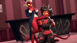 16:9 3d_(artwork) 3d_animation animated anthro ball_fondling balls bedroom_eyes big_balls big_penis black_hair bottomless bottomless_anthro bottomless_male bottomwear breasts cleavage clothed clothing demon digital_media_(artwork) duo erection female fondling genitals hair half-closed_eyes hand_on_balls hand_on_penis hellaverse helluva_boss hi_res high_framerate horn huge_cock humanoid humanoid_genitalia humanoid_on_humanoid humanoid_penis imp male male/female mammal millie_(helluva_boss) moxxie_(helluva_boss) moxxie_(valorlynz) narrowed_eyes no_sound not_furry nude pants penis red_body sarah_dellen seductive short_playtime sitting smile standing tagme tail topwear torn_bottomwear torn_clothing torn_pants video white_hair widescreen