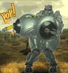 1girls fallout flamingsanity fusion_core huge_ass huge_breasts hyper hyper_breasts living_armor living_machine living_object nipple_insertion nipple_penetration power_armor thick_thighs wasteland
