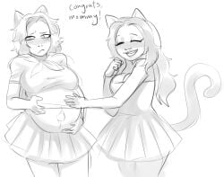 2_girls after_transformation bimbo black_hair blonde_hair cat_ears cat_girl cat_tail catgirl chubby_female clarice_(sona) curvy_female embarrassed fnf fnf_mod fnf_mods friday_night_funkin friday_night_funkin_mod humiliated humiliating humiliation ikkigae mtf mtf_crossgender mtf_transformation pregnancy pregnant pregnant_belly pregnant_female rough_sketch school_uniform schoolgirl senpai_(friday_night_funkin) sketch tf tftg tg transformation