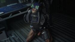 3d 3d_model 3d_render cd_projekt_red cgi chained chains cock cyberpunk cyberpunk_2077 dick gag gagged gay gay_male goggles goggles_on_head hands_behind_back hands_tied hard_cock hard_dick hard_on hard_penis kneeling knees male male/male male_only male_penis maxtac mouth_gag mouthful muscles nudity on_knees pantless penis shock_collar soldier souperman tied tied_up v_(cyberpunk_2077)